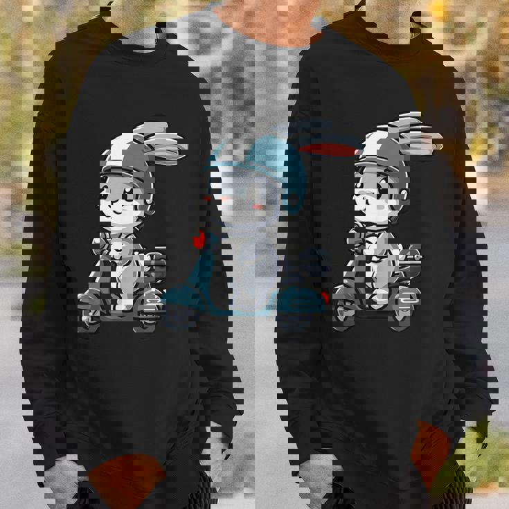 ウサギ スクーター ペット 面白い オートバイ スウェットシャツ 彼への贈り物