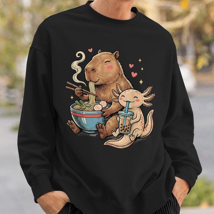 カピバラ×ウーパールーパー ラーメン&タピオカ かわいい スウェットシャツ 彼への贈り物