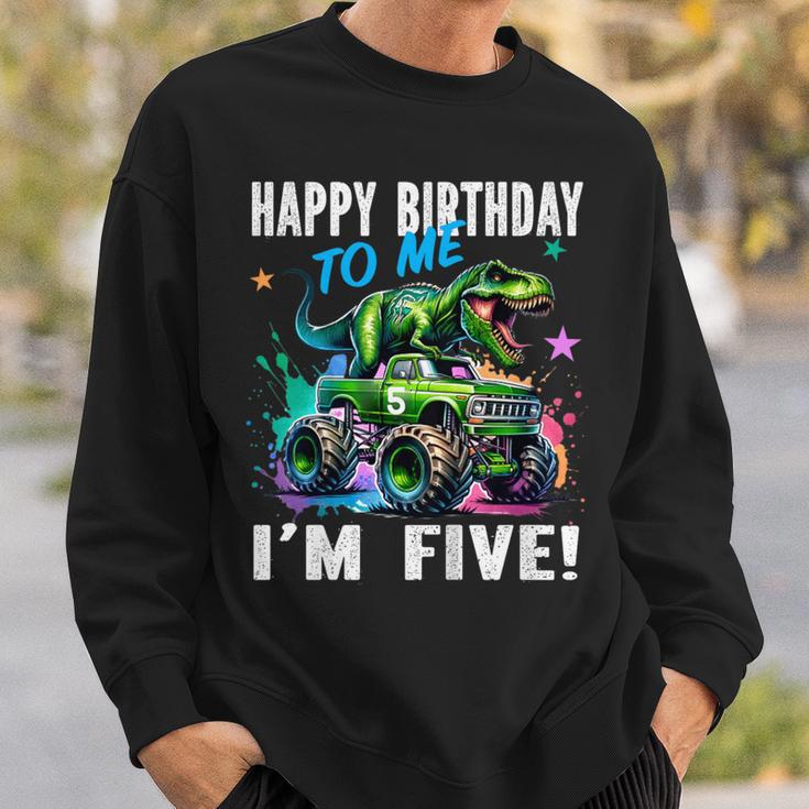 キッズ ハッピーモンスタートラックがテーマの5歳の誕生日 5歳 男の子 5歳 スウェットシャツ 彼への贈り物