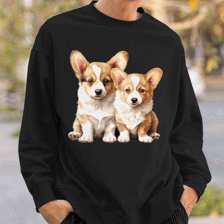 コーギー子犬 長袖tシャツ スウェットシャツ 彼への贈り物