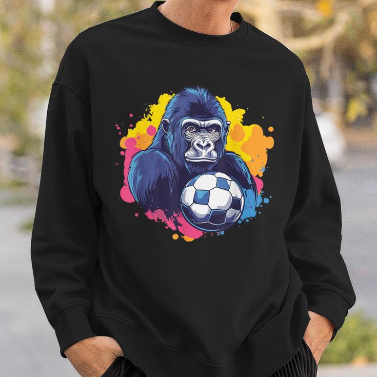 ゴリラ サッカーボール 鮮やかな色 スウェットシャツ 彼への贈り物
