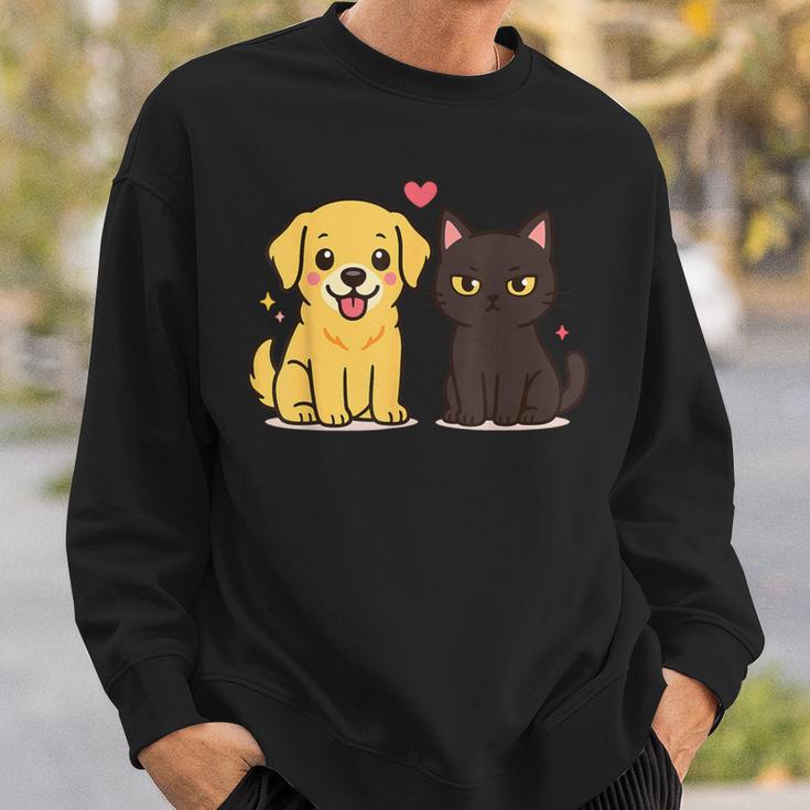 ゴールデンレトリバー ボーイフレンド 黒猫 Gf 面白い カップルギフト スウェットシャツ 彼への贈り物