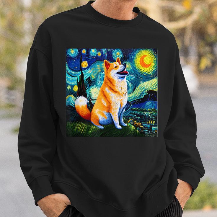 シバイヌ 面白いtシャツ 柴犬 犬 ゴッホ 星月夜 かわいい メンズ 子供 おもしろ 服 グッズ ネタ スウェットシャツ 彼への贈り物