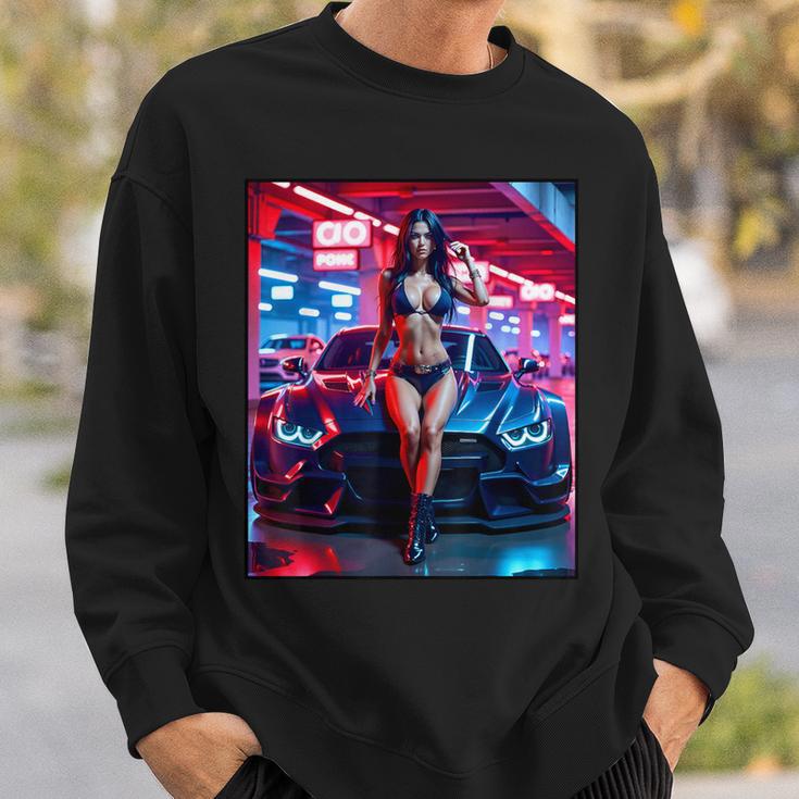 セクシーガールグラフィックtシャツ セクシーピンナップモデル&エキゾチックカー スウェットシャツ 彼への贈り物