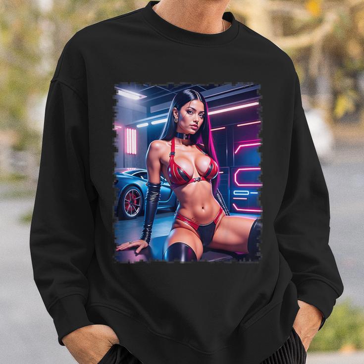 セクシーガールグラフィックtシャツ セクシーラティーナビキニモデル&スポーツカー スウェットシャツ 彼への贈り物