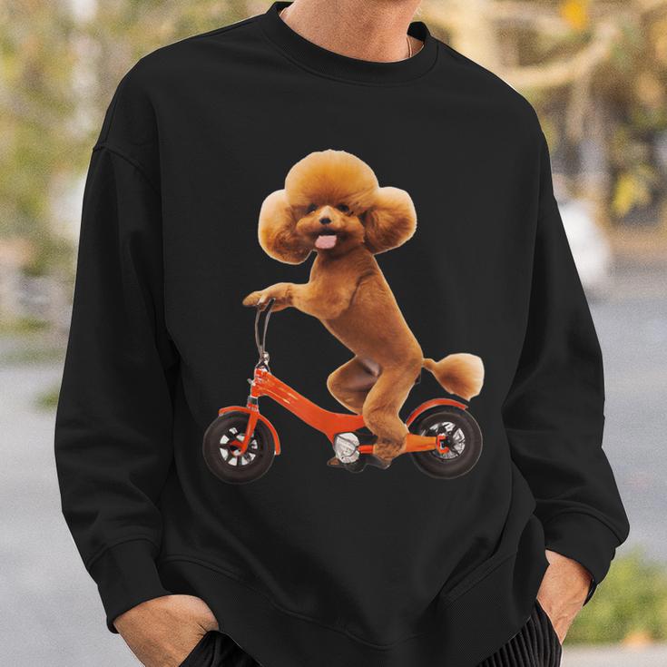 チャリで来た トイプードル 面白いtシャツ 犬 動物 メンズ グッズ かわいい おもしろ 面白い 服 ネタ スウェットシャツ 彼への贈り物