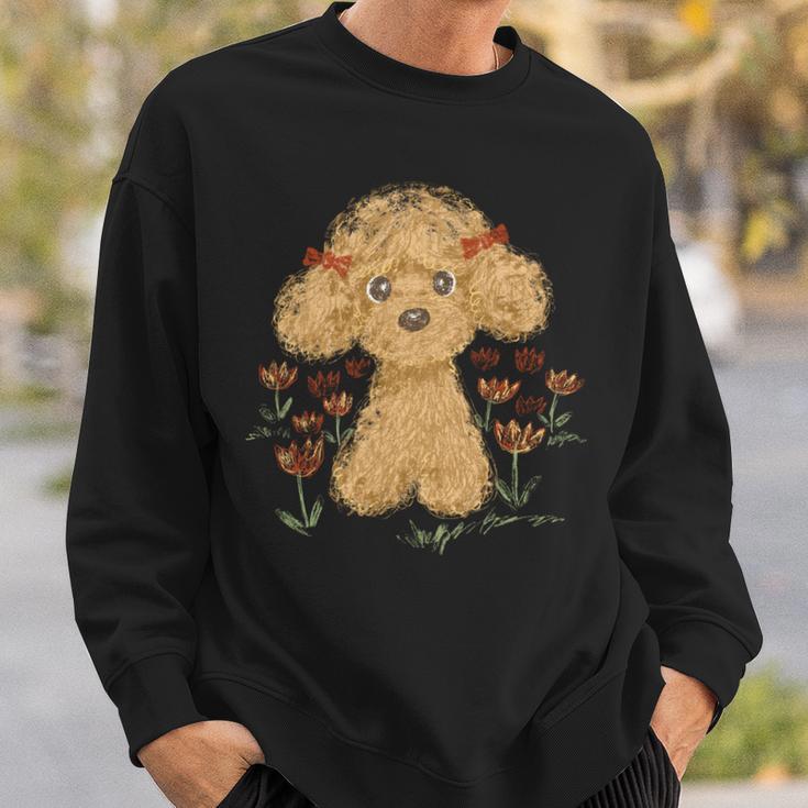 トイプードル かわいい いぬ 子犬 ペット おもしろ 動物 アート イラスト 長袖tシャツ スウェットシャツ 彼への贈り物