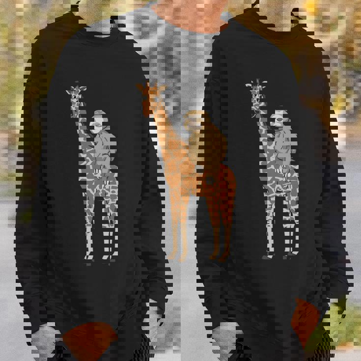 ナマケモノ キリン 面白い 怠惰なナマケモノ 動物 乗る キリン 長袖tシャツ スウェットシャツ 彼への贈り物