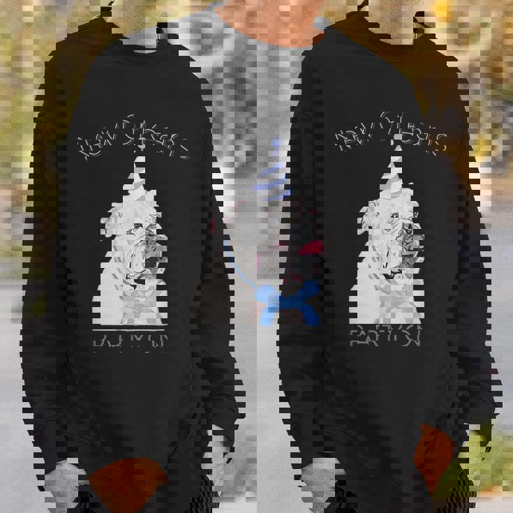 ニューオーリンズ 面白い犬の着用パーティーハット付き スウェットシャツ 彼への贈り物