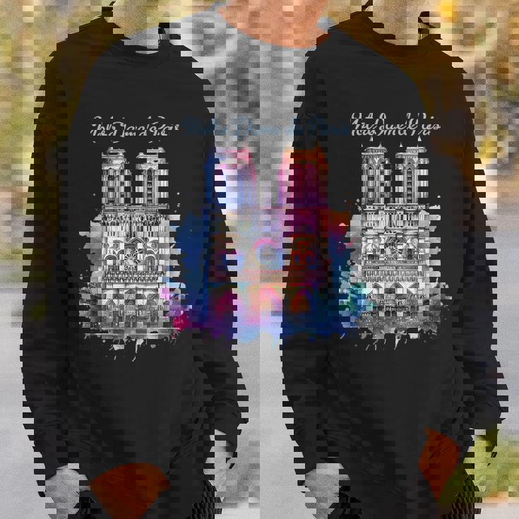 ノートルダム大聖堂 水彩画 スウェットシャツ 彼への贈り物