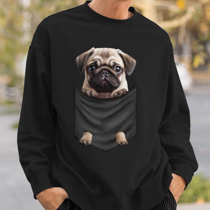 パグ 面白いtシャツ イヌ ポケット わんこ メンズ 犬好き グッズ かわいい おもしろ 面白い 服 ネタ 長袖tシャツ スウェットシャツ 彼への贈り物