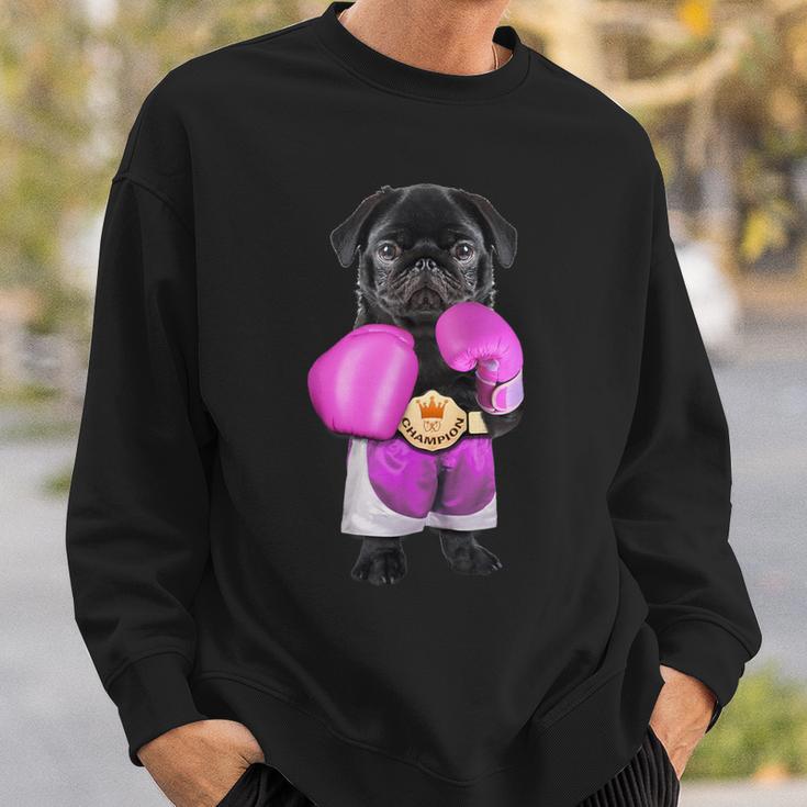 パグ犬ボクシング面白いフィットネスジムワークアウト スウェットシャツ 彼への贈り物