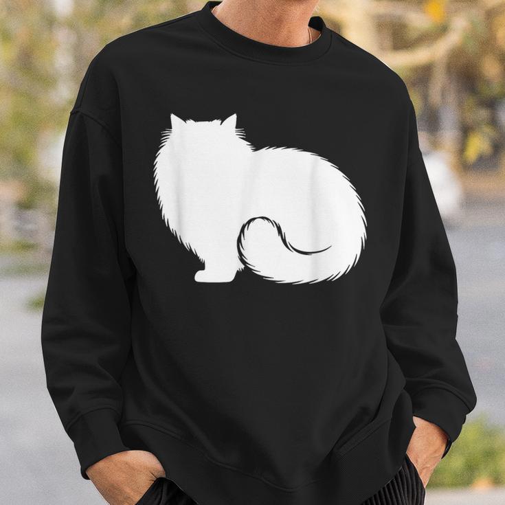 ペルシャ猫のふわふわした座り姿 Persian Cat Fluffyittingilhouette スウェットシャツ 彼への贈り物