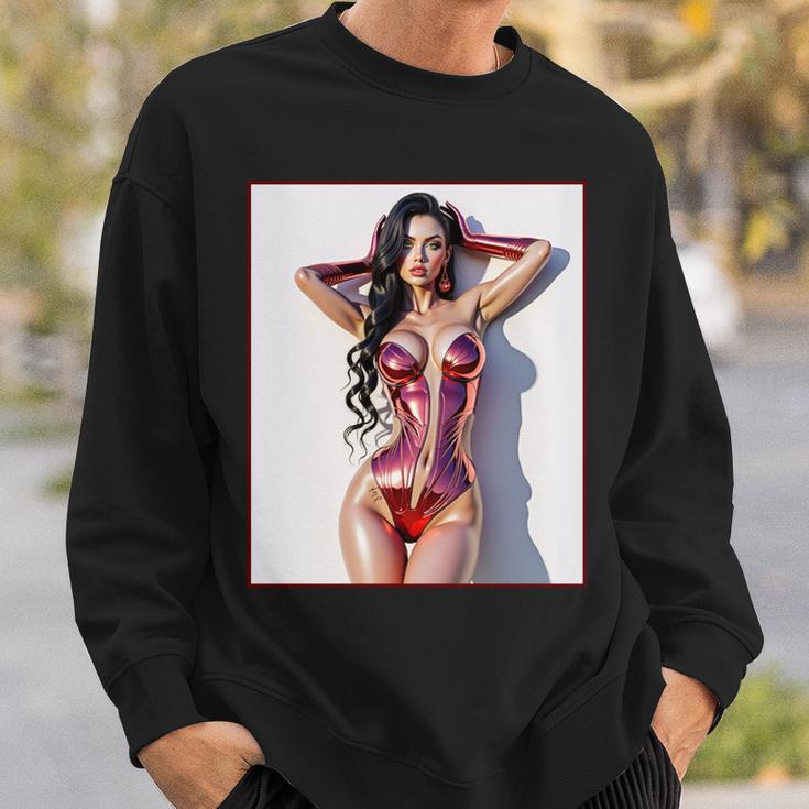ホットガールオンtシャツ 男性用 セクシー巨乳sfピンナップガール 長袖tシャツ スウェットシャツ 彼への贈り物