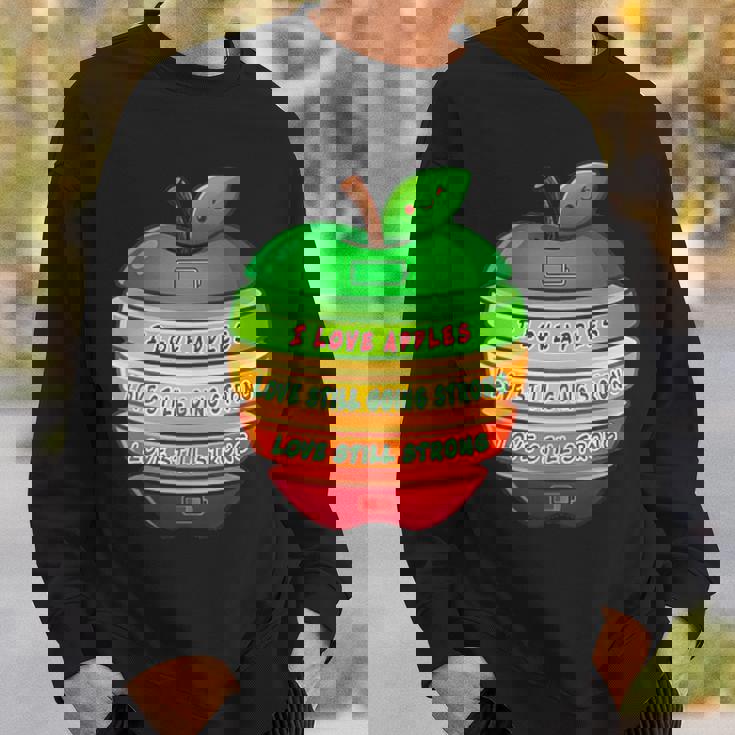 リンゴの力シリーズ リンゴのエネルギー リンゴ スライス 充電 バッテリー 残量 おもしろみ ユニーク スウェットシャツ 彼への贈り物