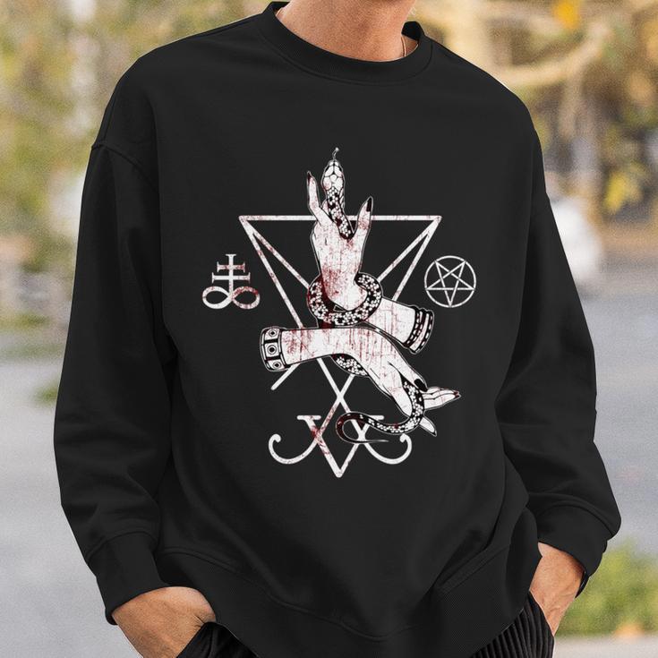 ルシファーの悪魔の紋章 五芒星とリヴァアタン十字架 長袖tシャツ スウェットシャツ 彼への贈り物