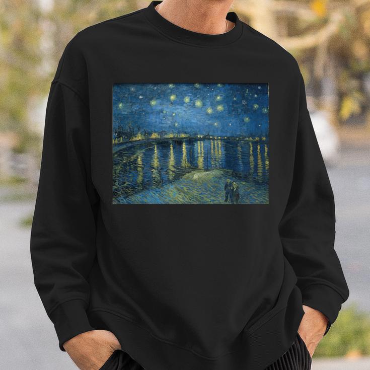 ヴィンセント・ファン・ゴッホによるローヌの星月夜 長袖tシャツ スウェットシャツ 彼への贈り物