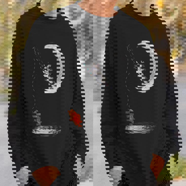 三日月で釣りをする猫 面白い猫愛好家 フィッシャー スウェットシャツ 彼への贈り物