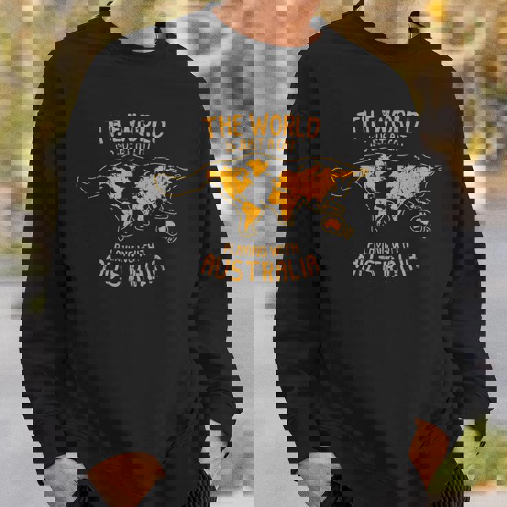 世界はオーストラリア オーストラリアで遊ぶ猫 スウェットシャツ 彼への贈り物