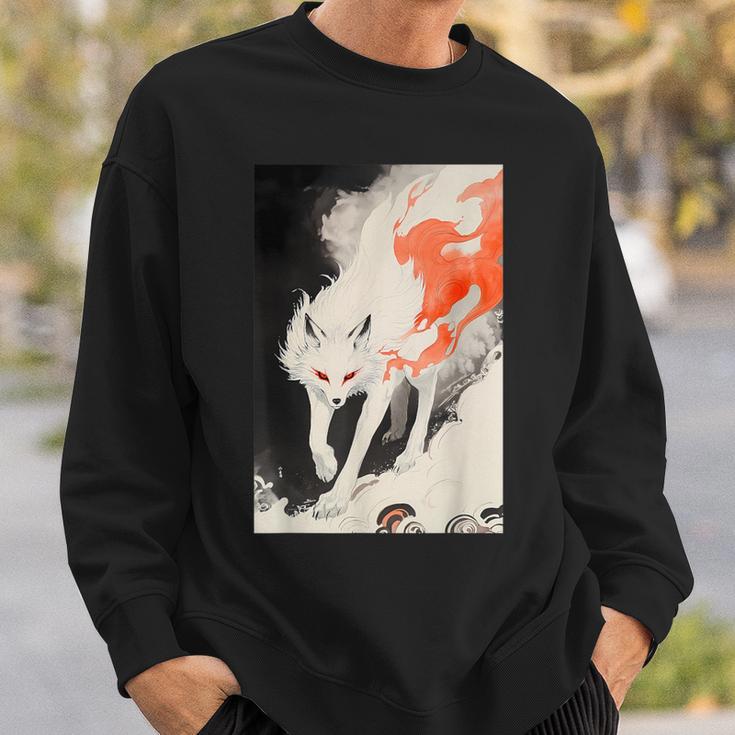 日本 キツネ 妖怪 白狐 幽霊 浮世絵 ヴィンテージ スウェットシャツ 彼への贈り物
