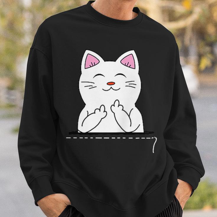 猫 中指 おもしろバッグ スウェットシャツ 彼への贈り物