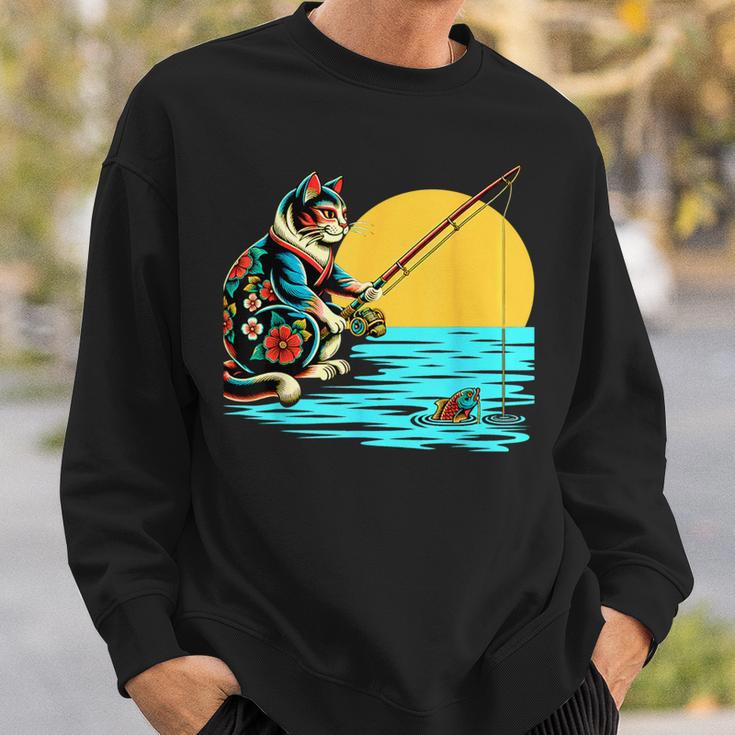 釣り 猫 面白いtシャツ 釣りバカ 釣り人 メンズ おもしろ ネタ 面白い 服 オリジナル 海釣り 川釣り スウェットシャツ 彼への贈り物