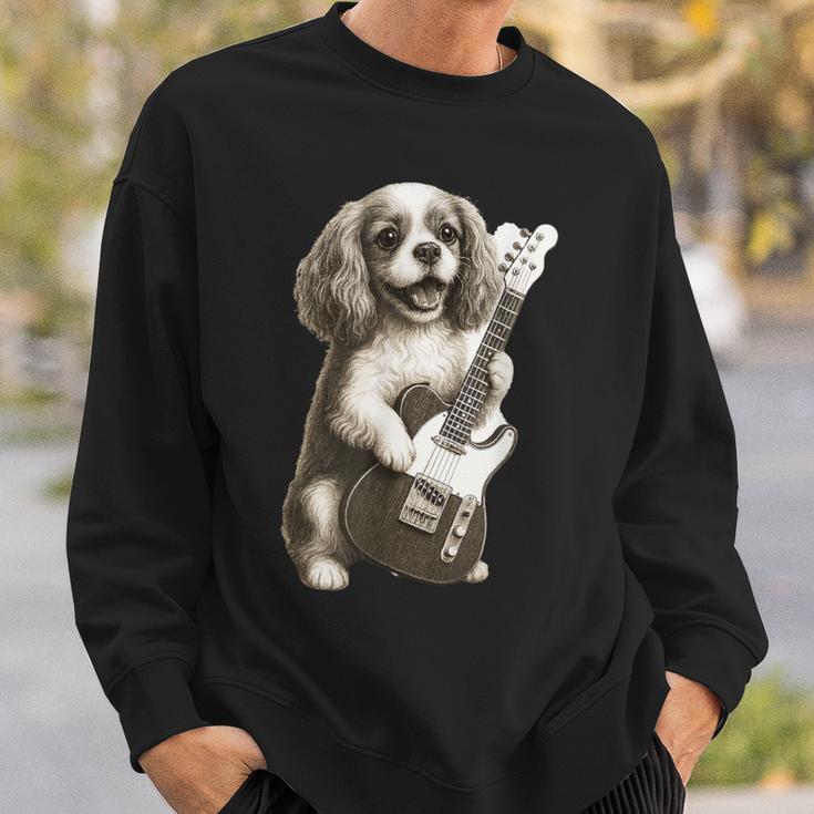 面白いtシャツ キャバリア 犬 ギター イヌ メンズ 犬好き グッズ かわいい おもしろ 面白い 服 ネタ スウェットシャツ 彼への贈り物