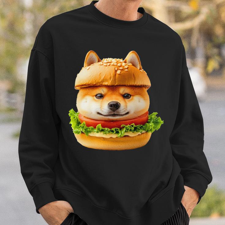面白いtシャツ 柴犬 犬 イヌ ハンバーガー メンズ 犬好き グッズ かわいい おもしろ 面白い 服 ネタ 長袖tシャツ スウェットシャツ 彼への贈り物