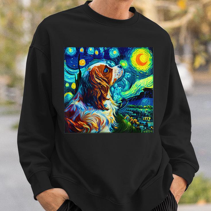 面白いtシャツ 犬 キャバリア ゴッホ 星月夜 わんこ メンズ おもしろ グッズ 服 かわいい スウェットシャツ 彼への贈り物