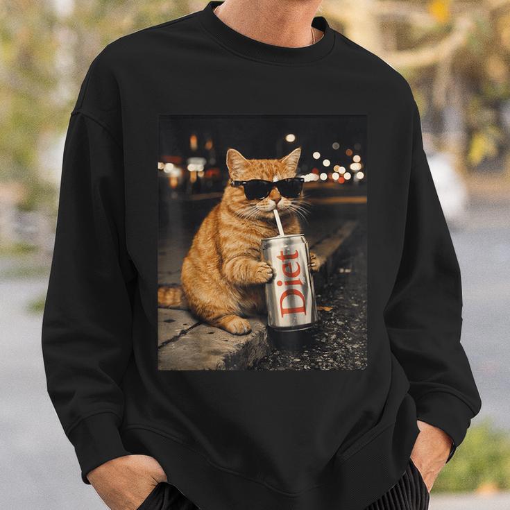 面白いナイトライフ オレンジ 猫 飲酒 ダイエット ドリンク サングラス スウェットシャツ 彼への贈り物