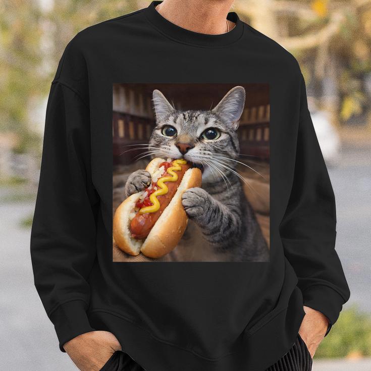 面白い猫を食べるホットドッグtシャツ リアルなタビーキャットフード ユーモア スウェットシャツ 彼への贈り物