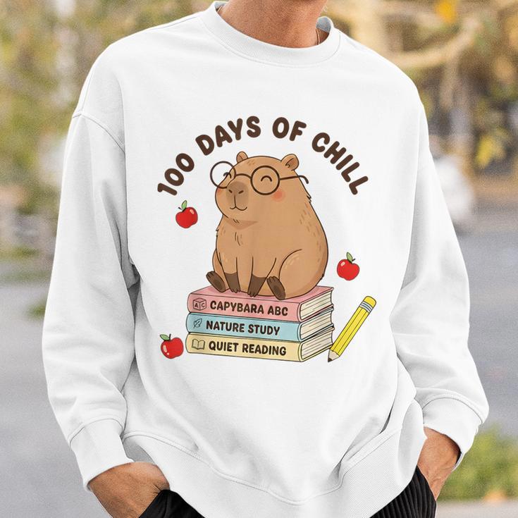 100 Days Of Chill Cute Capybara School Book Lover Sweatshirt Gifts for Him