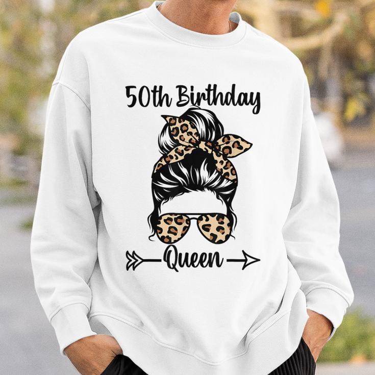 50歳の誕生日 クイーン Happy 50歳 散らかったパンヒョウ スウェットシャツ 彼への贈り物