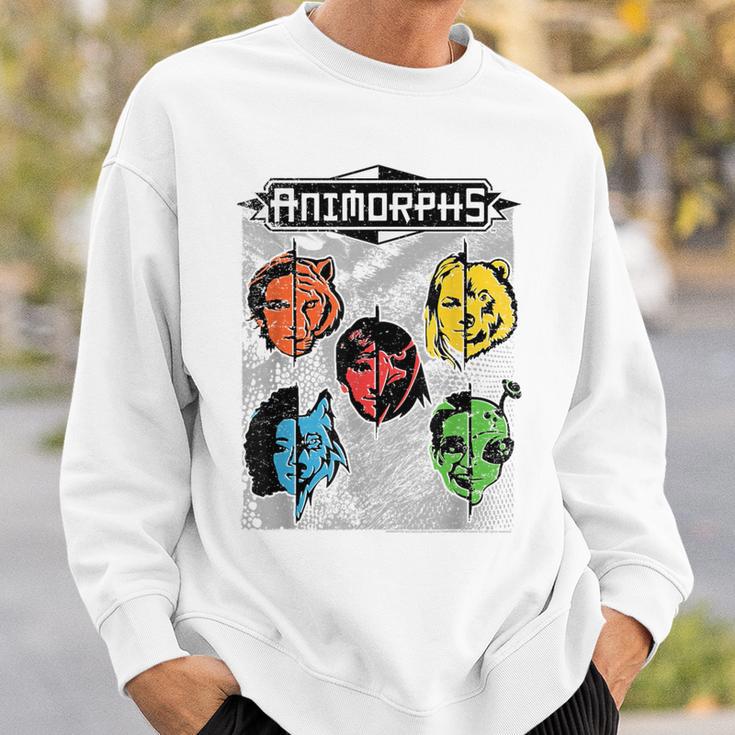Animorphs Split Face Character Colorful Grid Book Series Sweatshirt Gifts for Him