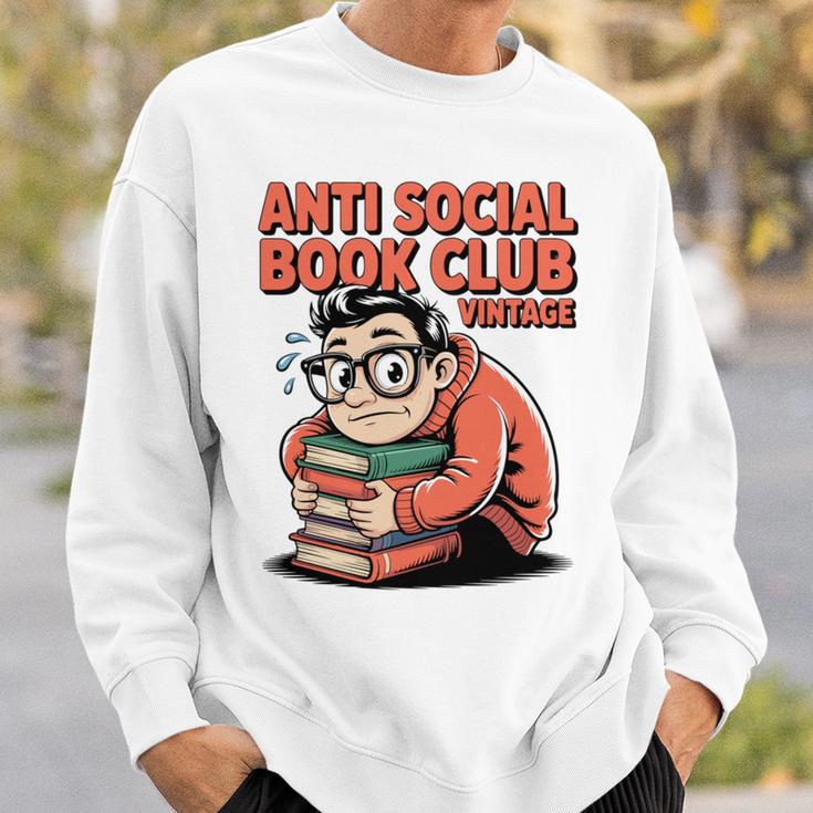Anti Social Book Club Vintage Retro Reader Art Sweatshirt Gifts for Him