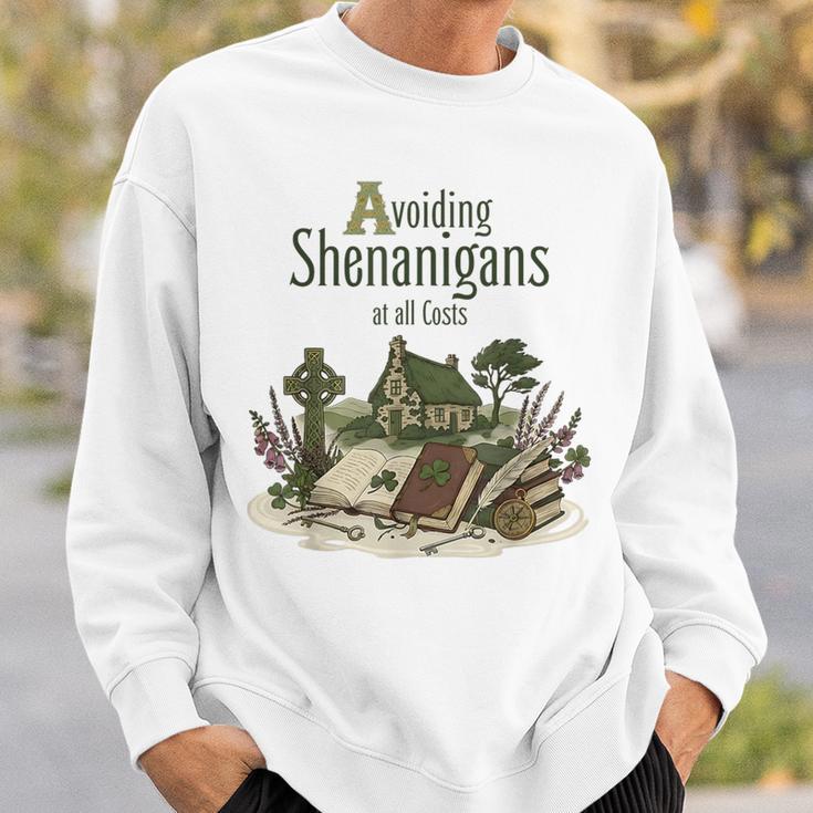 Avoiding Shenanigans Irish St Patricks Day Book Reader Sweatshirt Gifts for Him