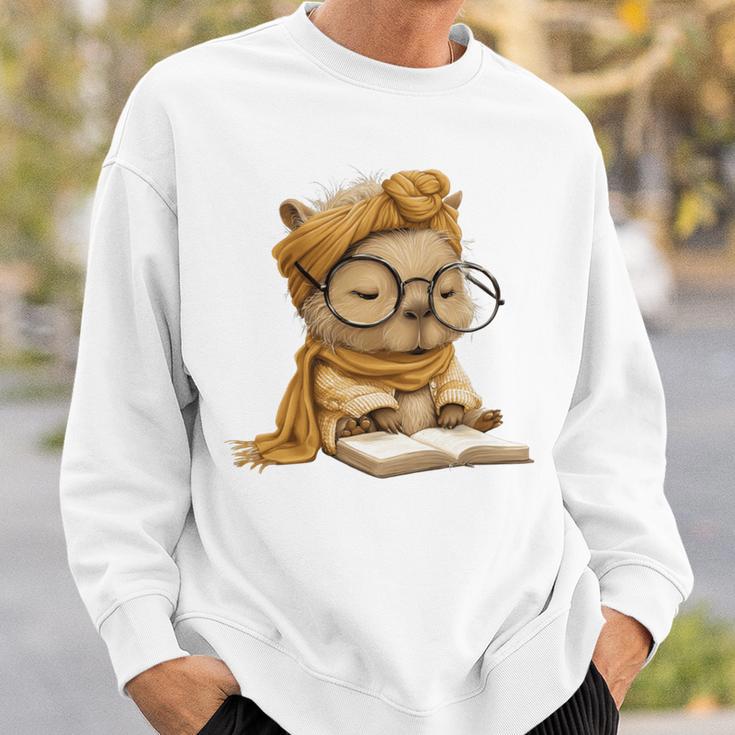 Baby Reptile Small Book Reading Graphic Lizard Round Glasses Sweatshirt Gifts for Him