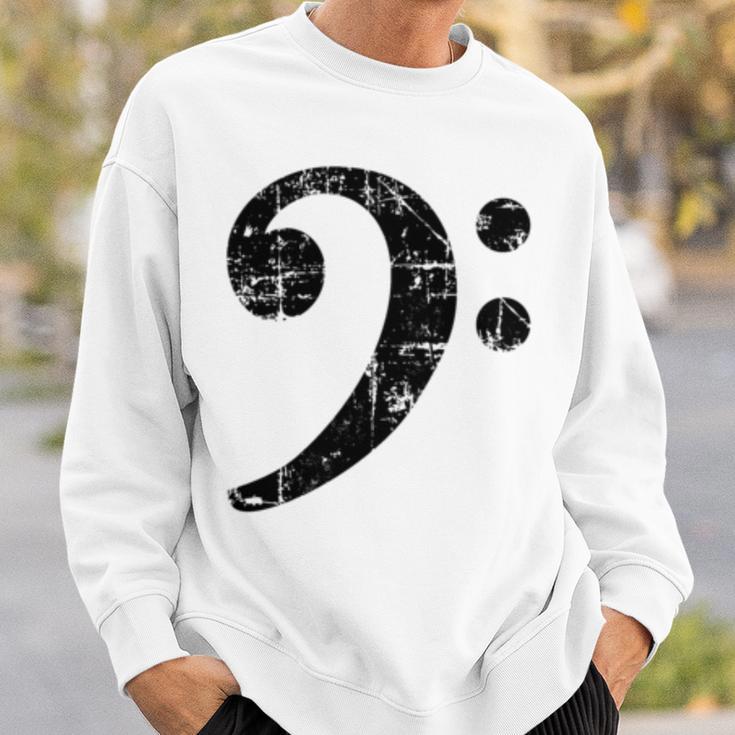 Bass Clef ビンテージブラック左 ベースプレイヤー 長袖tシャツ スウェットシャツ 彼への贈り物