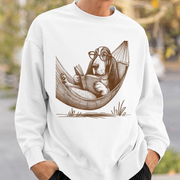 Basset Hound Dog Mom Basset Hound Dog Reading Book Sweatshirt Gifts for Him