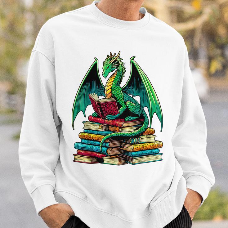 Book Dragon Reading Books Sweatshirt Gifts for Him