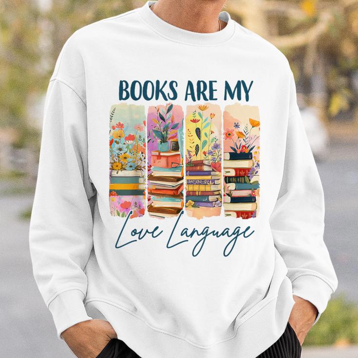 Book Lover Reading Brushstroke Books Are My Love Language Sweatshirt Gifts for Him