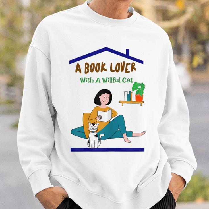 A Book Lover With A Willful Cat Women Kids Sweatshirt Gifts for Him