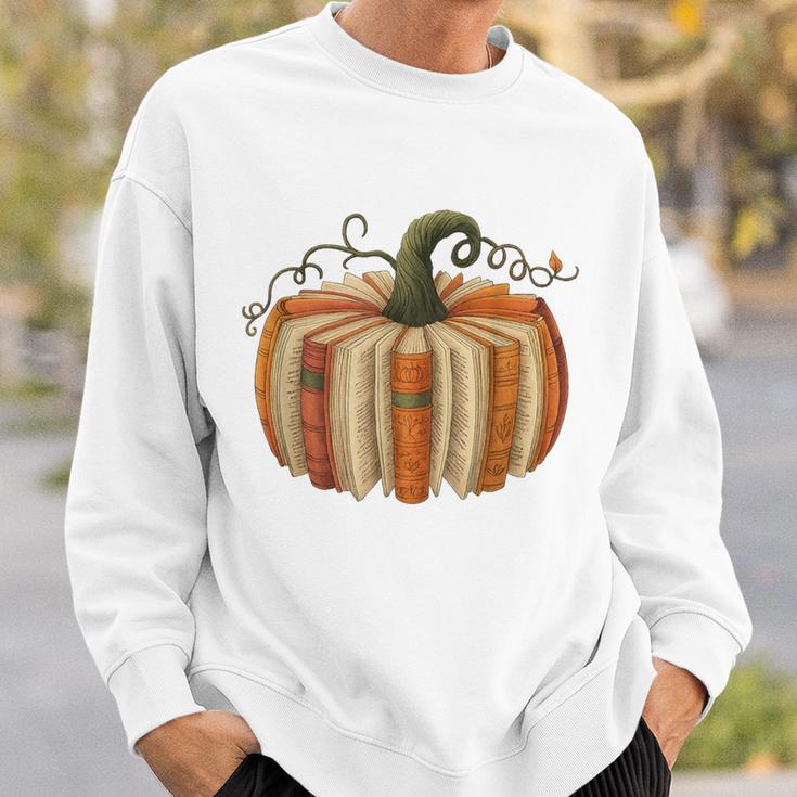 Book Pumpkin Autumn Halloween Literary Readers Sweatshirt Gifts for Him