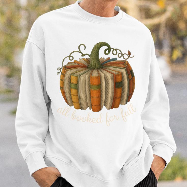 All Booked For Fall Book Pumpkin Reading Halloween Teacher Sweatshirt Gifts for Him
