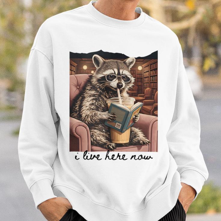 Bookish Mom Raccoon I Live Here Now Library Book Lover Sweatshirt Gifts for Him
