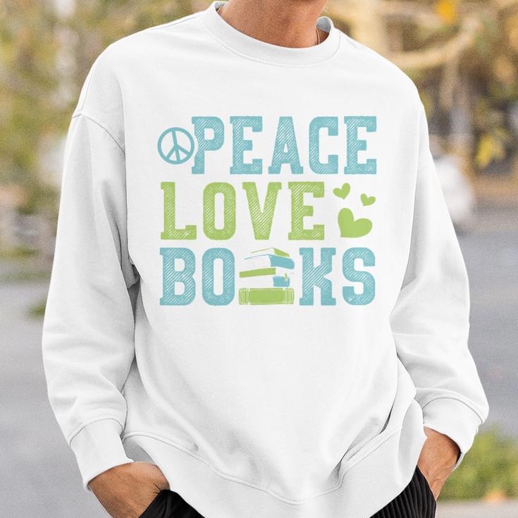 Books Peace Love Bookworm Book Nerd Book Lover Reading Sweatshirt Gifts for Him
