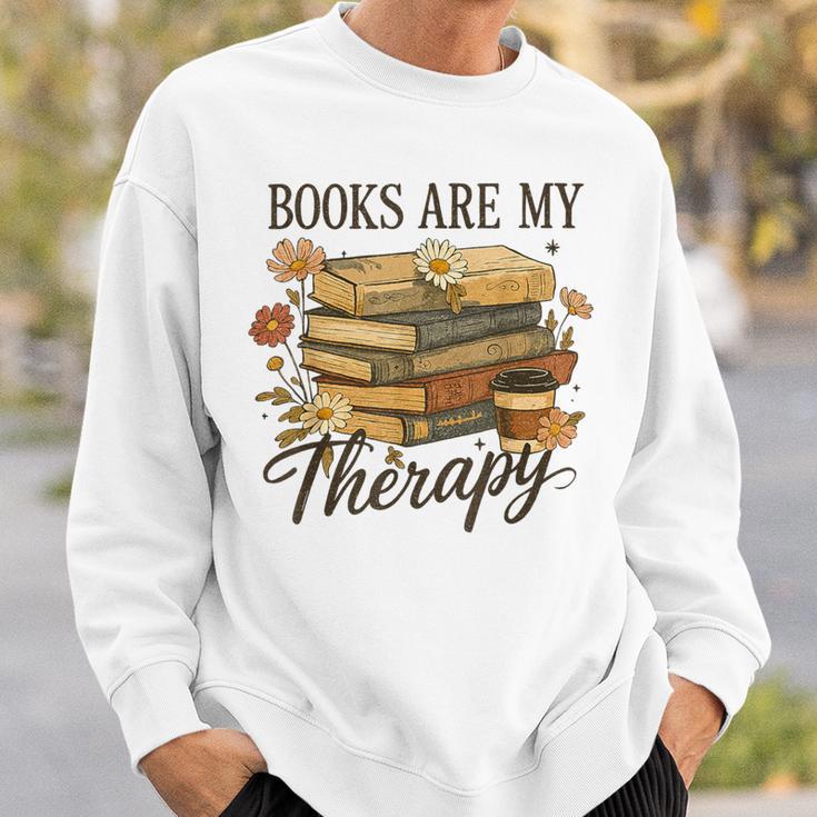 Books Are My Therapy Vintage Book Lover Daisy Art Sweatshirt Gifts for Him Books Are My Therapy Vintage Book Lover Daisy Art Sweatshirt Gifts for Him