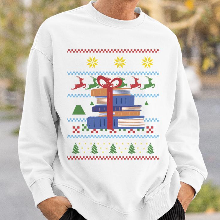 Books Reading Ugly Christmas Book Lover Sweatshirt Gifts for Him