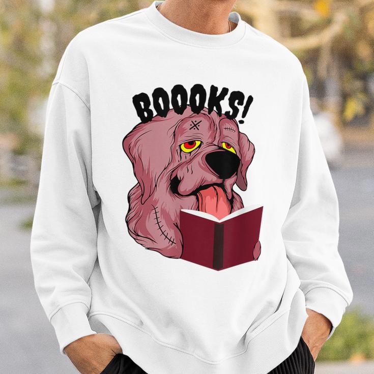 BOOOKS Zombie Dog Reading a Book Halloween Teacher For Men Women Kids Sweatshirt Gifts for Him