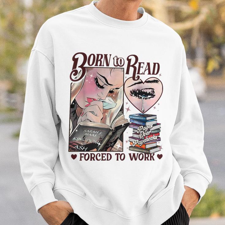 Born To Read Forced To Work Booklover -Adults Book Lovers Casual Grey Small Sweatshirt Gifts for Him
